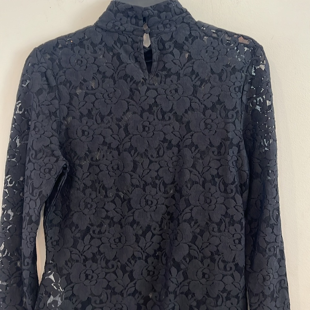 French Connection Women’s Lace, Black, Long Sleeve Blouse. Size L NWOT - Picture 5 of 7
